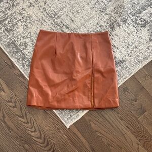 Nasty Gal Rust Brown Faux Leather Mini Skirt